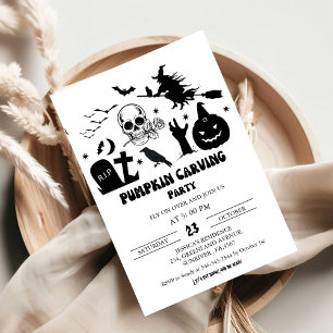 Hekserij Halloween Pompoensnijden Feest Kaart