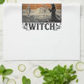 Hekserij Halloween Vintage Vector Ontwerp_1 Theedoek (Gevouwen)