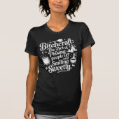Hekserij Halloween Wit op Zwart T-shirt (Voorkant)