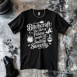 Hekserij Halloween Wit op Zwart T-shirt