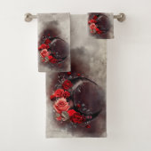 hekserij | Halve maan met gotische rode rozen Bad Handdoek (Insitu)