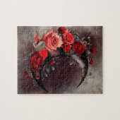 hekserij | Halve maan met gotische rode rozen Legpuzzel (Horizontaal)