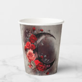 hekserij | Halve maan met gotische rode rozen Papieren Bekers (Achterkant)