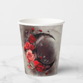 hekserij | Halve maan met gotische rode rozen Papieren Bekers (Voorkant)