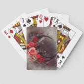 hekserij | Halve maan met gotische rode rozen Pokerkaarten (Achterkant)