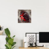 hekserij | Halve maan met gotische rode rozen Poster (Thuiskantoor)