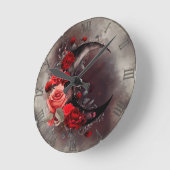 hekserij | Halve maan met gotische rode rozen Ronde Klok (Hoek)