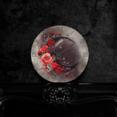 hekserij | Halve maan met gotische rode rozen Ronde Klok