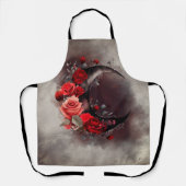 hekserij | Halve maan met gotische rode rozen Schort (Voorkant)