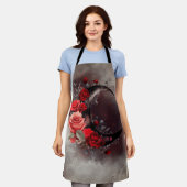 hekserij | Halve maan met gotische rode rozen Schort (Gedragen)