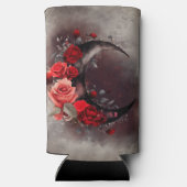 hekserij | Halve maan met gotische rode rozen Seltzer Blikjeskoeler (Achterkant)