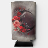 hekserij | Halve maan met gotische rode rozen Seltzer Blikjeskoeler (Voorkant)