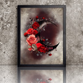 hekserij | Halve maan met gotische rode rozen Tissuepapier