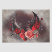 hekserij | Halve maan met gotische rode rozen Tissuepapier (Voorkant)