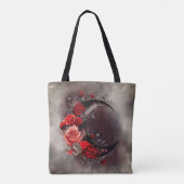 hekserij | Halve maan met gotische rode rozen Tote Bag (Achterkant)