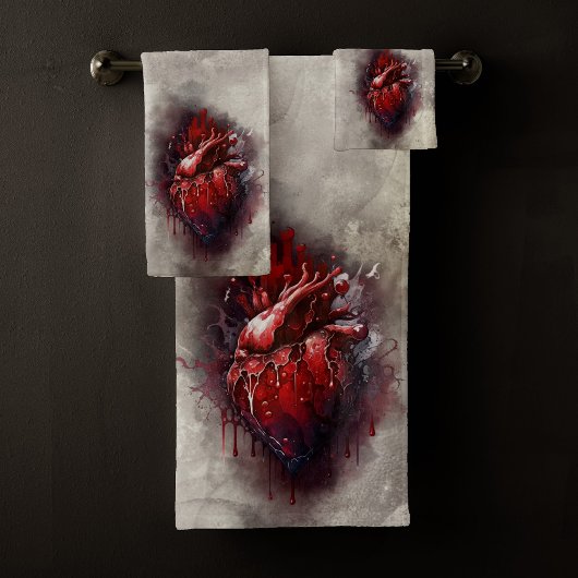 hekserij | Hart met rode en gouden bloedingsdruppe Bad Handdoek