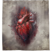 hekserij | Hart met rode en gouden bloedingsdruppe Douchegordijn (Voorkant)