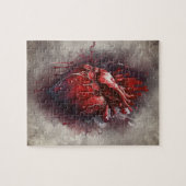 hekserij | Hart met rode en gouden bloedingsdruppe Legpuzzel (Horizontaal)