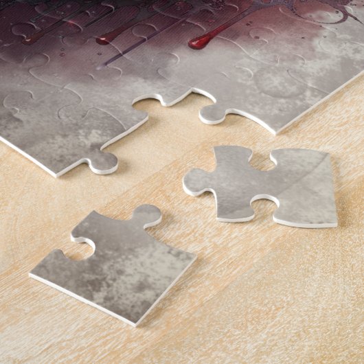 hekserij | Hart met rode en gouden bloedingsdruppe Legpuzzel (Zijkant)