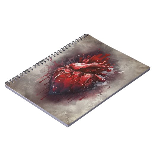 hekserij | Hart met rode en gouden bloedingsdruppe Notitieboek (Linkerzijde)