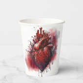 hekserij | Hart met rode en gouden bloedingsdruppe Papieren Bekers (Achterkant)