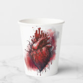 hekserij | Hart met rode en gouden bloedingsdruppe Papieren Bekers (Voorkant)