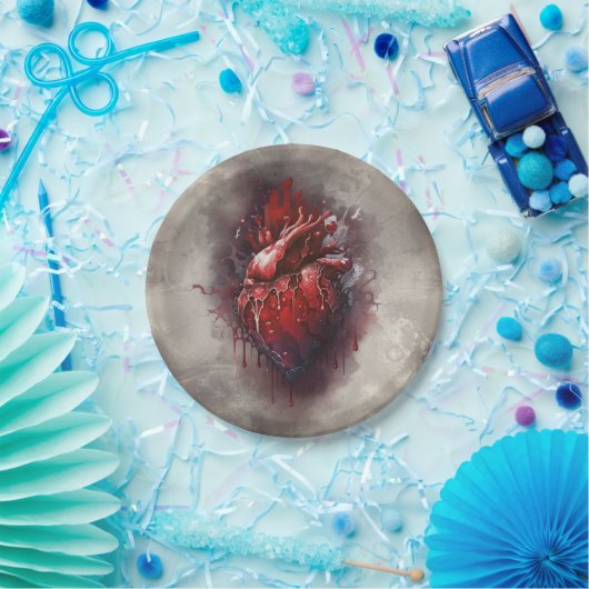 hekserij | Hart met rode en gouden bloedingsdruppe Papieren Bordje (Feest)