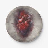 hekserij | Hart met rode en gouden bloedingsdruppe Papieren Bordje (Voorkant)