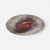 hekserij | Hart met rode en gouden bloedingsdruppe Papieren Bordje (Gekanteld)