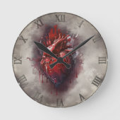 hekserij | Hart met rode en gouden bloedingsdruppe Ronde Klok (Voorkant)