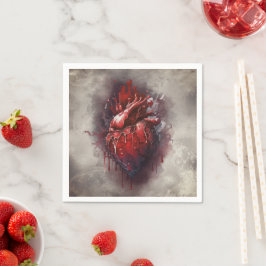 hekserij | Hart met rode en gouden bloedingsdruppe Servet