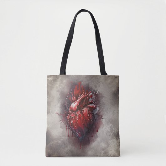 hekserij | Hart met rode en gouden bloedingsdruppe Tote Bag (Voorkant)