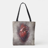 hekserij | Hart met rode en gouden bloedingsdruppe Tote Bag (Achterkant)