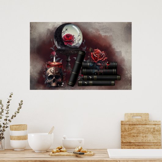 hekserij | Magische items Spellbooks en Crystal Ba Poster (Keuken)