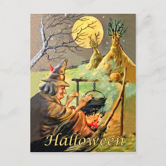 Hekserij met Halloween Briefkaart (Voorkant)