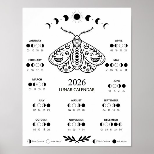 Hekserij Motel Hemel Maankalender  Poster (Voorkant)