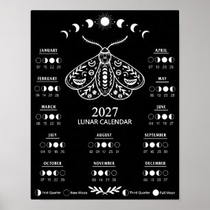 Hekserij Motief Hemels Maankalender 2027 Agenda Poster