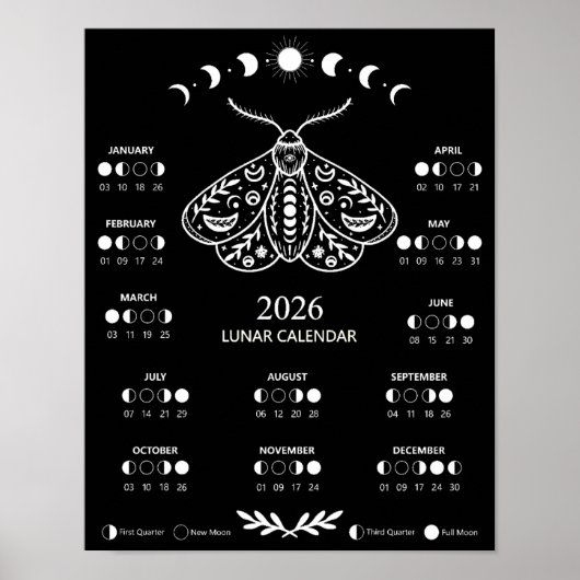 Hekserij Motief Hemelse Maan Kalender Poster (Voorkant)