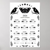 Hekserij Motief Kraai Hemel Maankalender Poster (Voorkant)