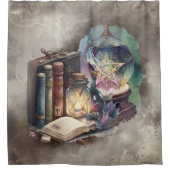 hekserij | Pastel Spellbook Tomes en Crystal Ball Douchegordijn (Voorkant)
