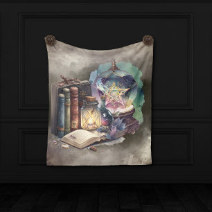 hekserij   Pastel Spellbook Tomes en Crystal Ball Fleece Deken