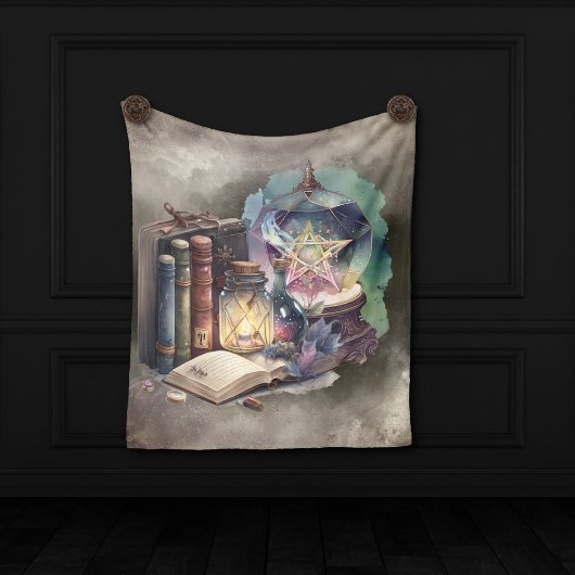 hekserij | Pastel Spellbook Tomes en Crystal Ball Fleece Deken