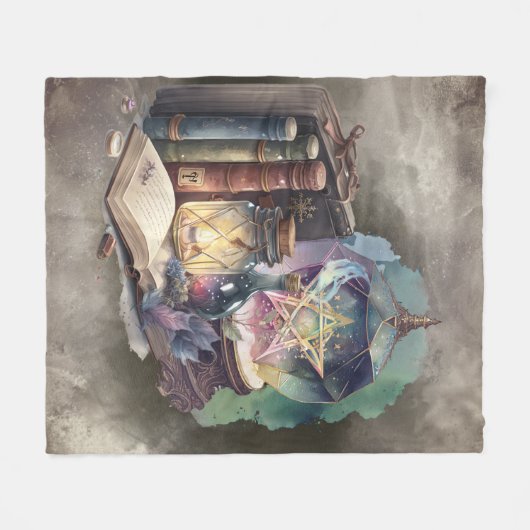 hekserij | Pastel Spellbook Tomes en Crystal Ball Fleece Deken (Voorkant (Horizontaal))