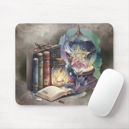 hekserij | Pastel Spellbook Tomes en Crystal Ball Muismat (Met muis)