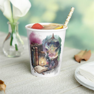hekserij   Pastel Spellbook Tomes en Crystal Ball Papieren Bekers
