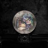 hekserij | Pastel Spellbook Tomes en Crystal Ball Ronde Klok