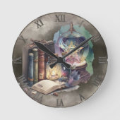 hekserij | Pastel Spellbook Tomes en Crystal Ball Ronde Klok (Voorkant)