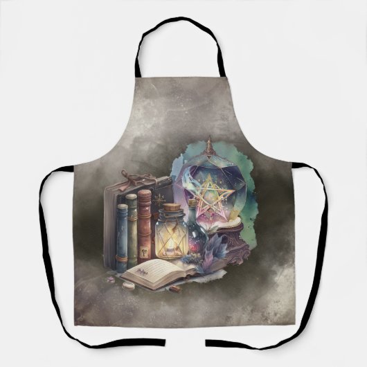 hekserij | Pastel Spellbook Tomes en Crystal Ball Schort (Voorkant)