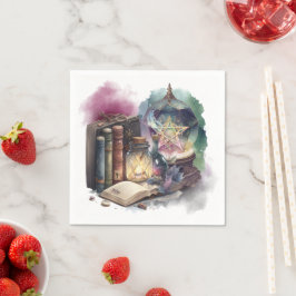 hekserij | Pastel Spellbook Tomes en Crystal Ball Servet