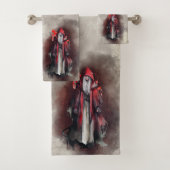 hekserij | Rode heks met donkere gotische schaduwe Bad Handdoek (Insitu)